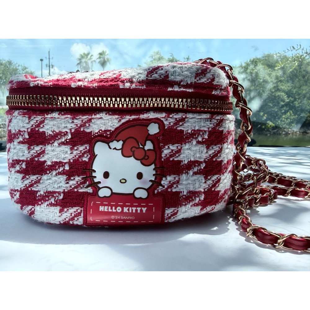 Sanrio Hello Kitty MINISO Crossbody Bag Red White Plaid Chain Strap Purse